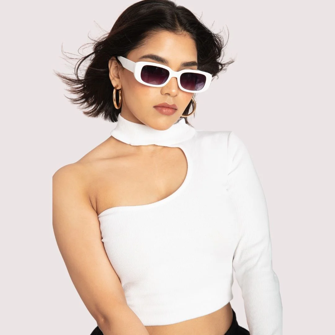 Asymmetrical Neck One Shoulder Top - Image 5