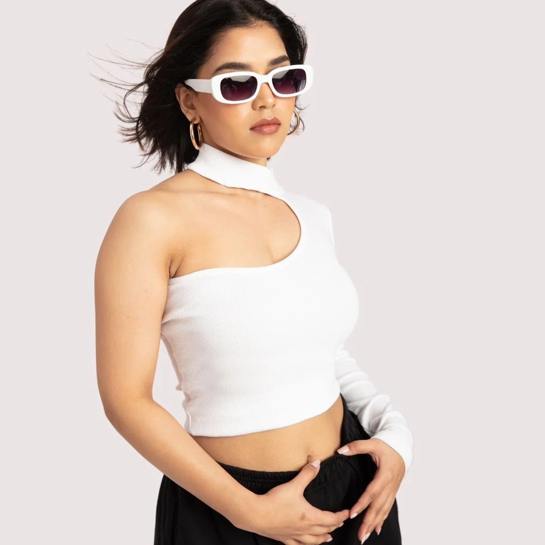 Asymmetrical Neck One Shoulder Top - Image 7