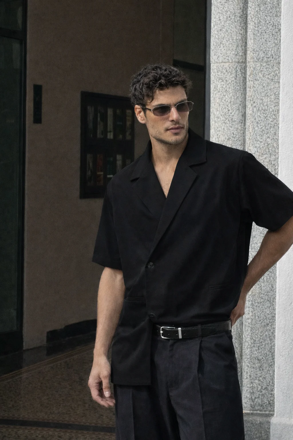 Blazer Vibe Slanted Placket Short Sleeve Shirt - Image 4