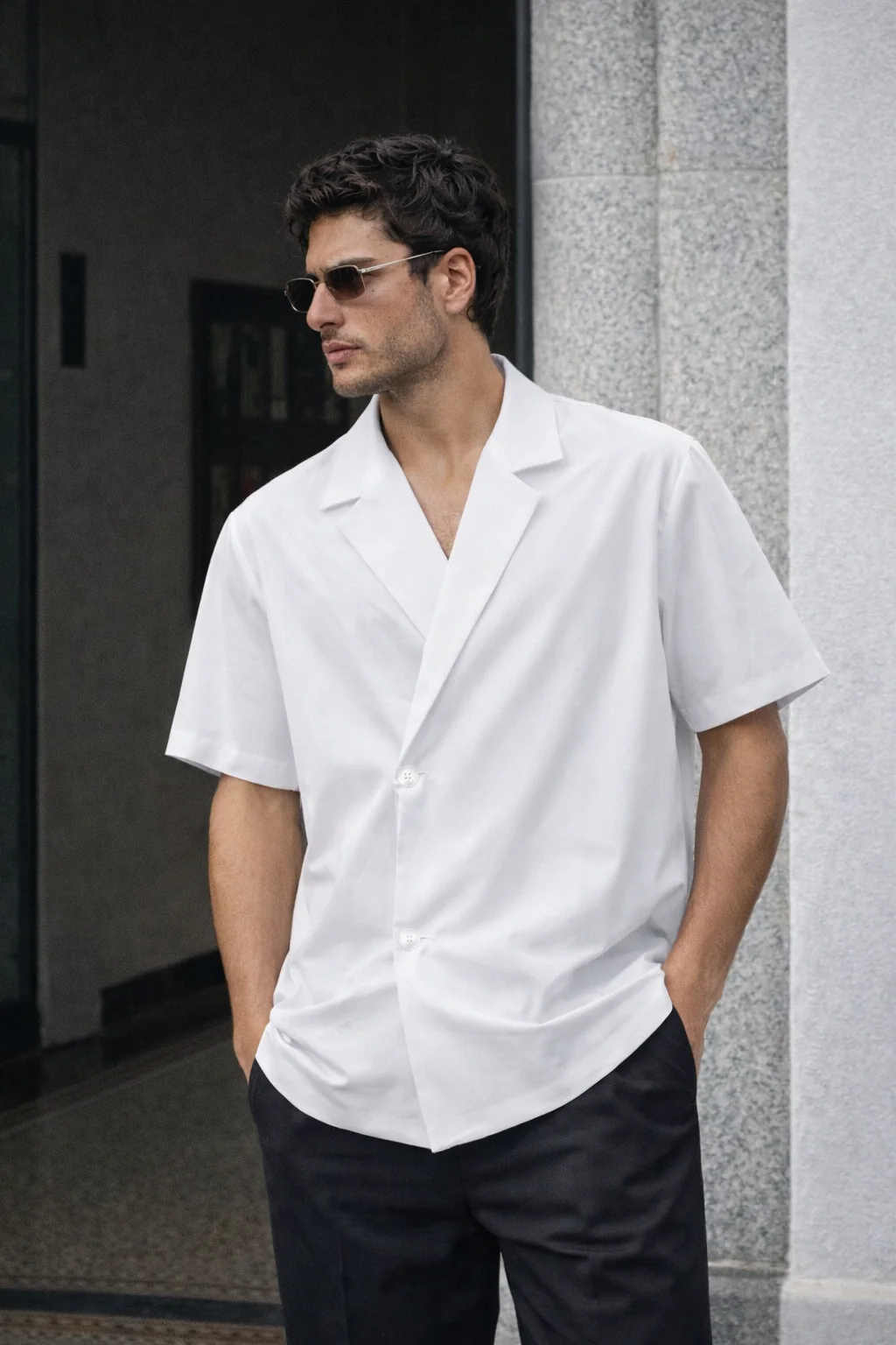 Blazer Vibe Slanted Placket Short Sleeve Shirt - Image 5