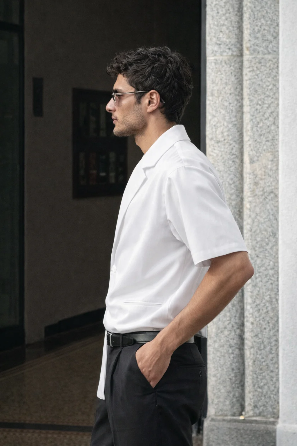 Blazer Vibe Slanted Placket Short Sleeve Shirt - Image 6