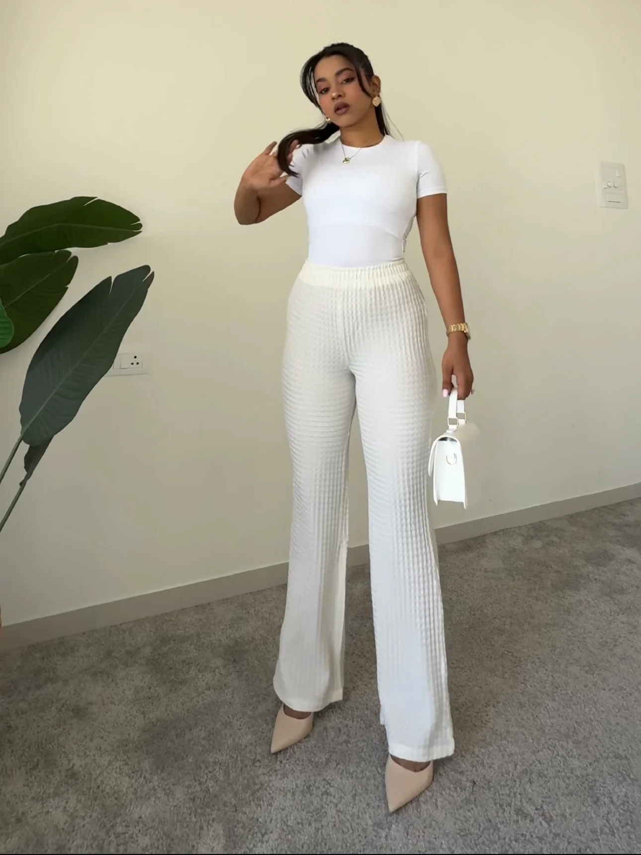 Chevron Edge Flare Leg Pants - Image 14