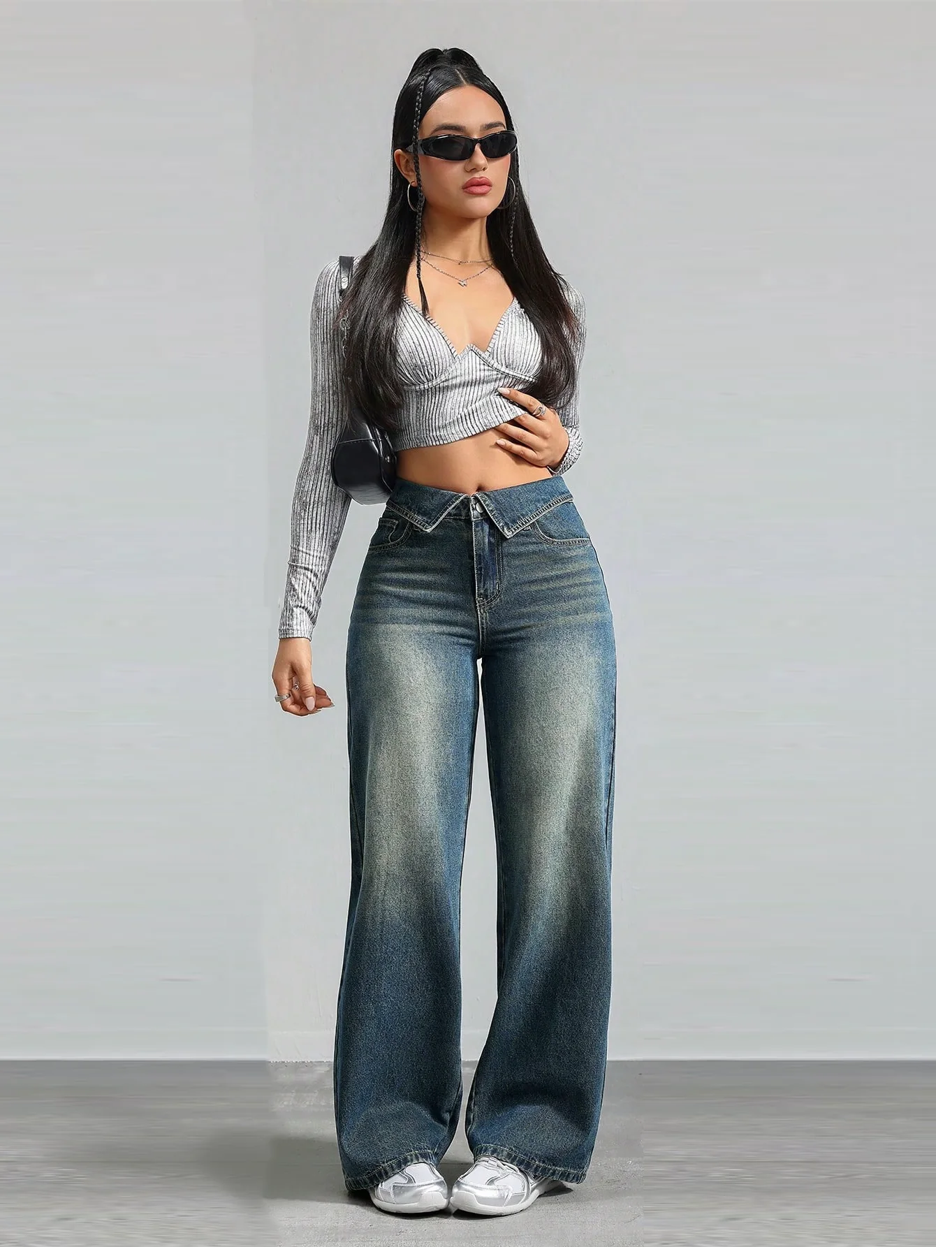 Collar Up Straight Jeans - Image 3