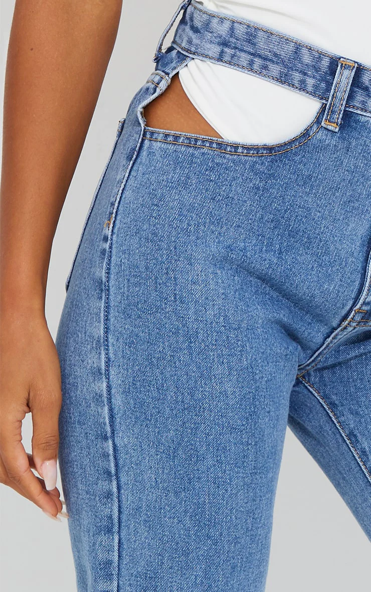 Cut Out High Waist Straight Leg Jeans - Image 6