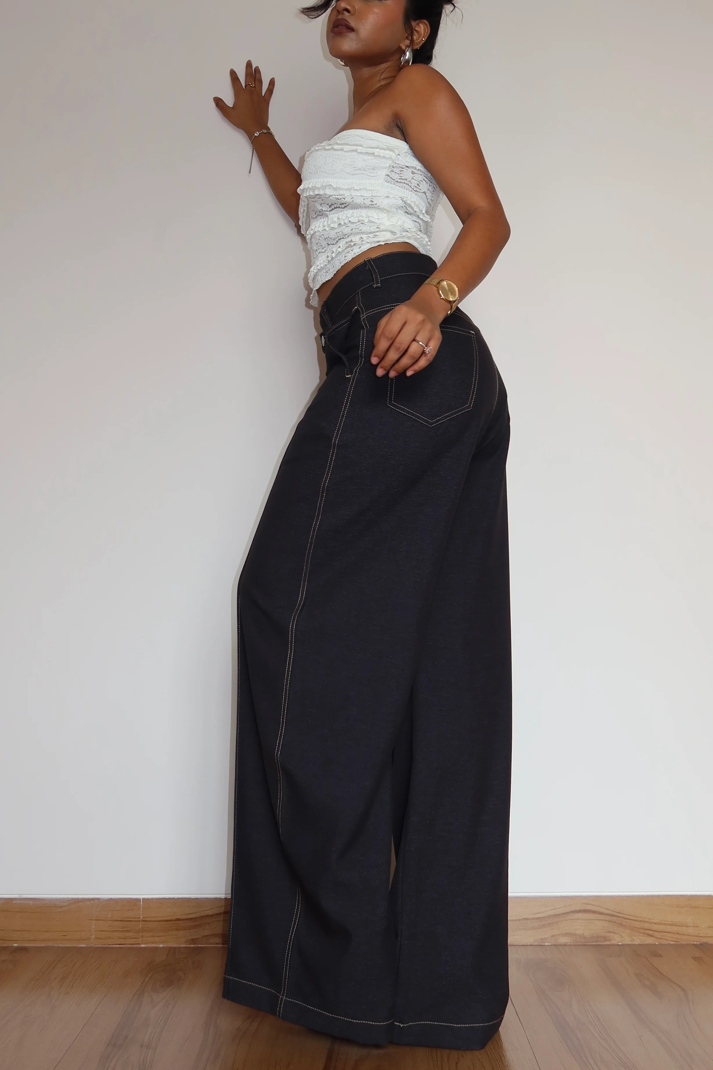 Denim-Inspired Pin-Tuck Barrel Pants - Image 12