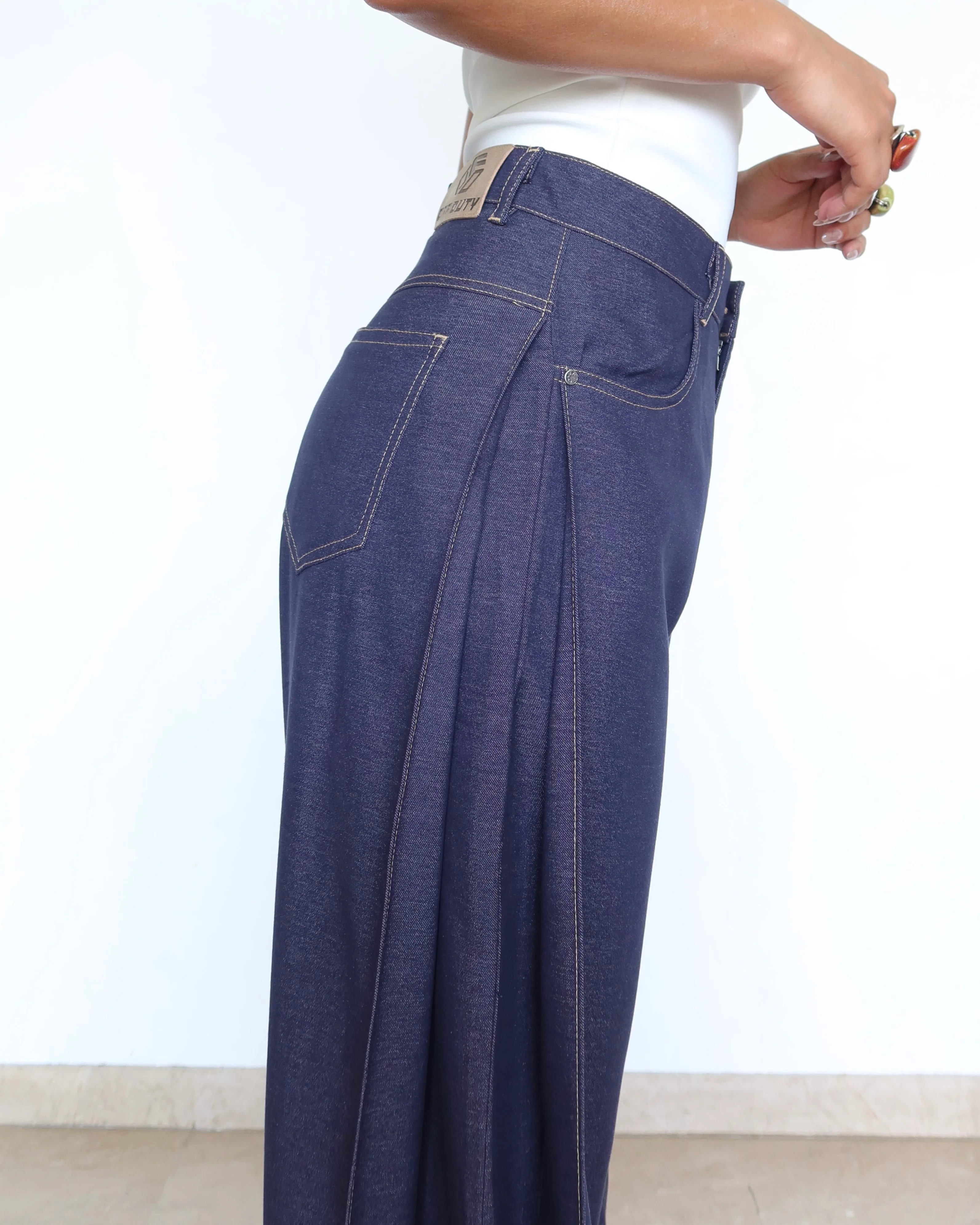 Denim-Inspired Pleated Pants - Image 5