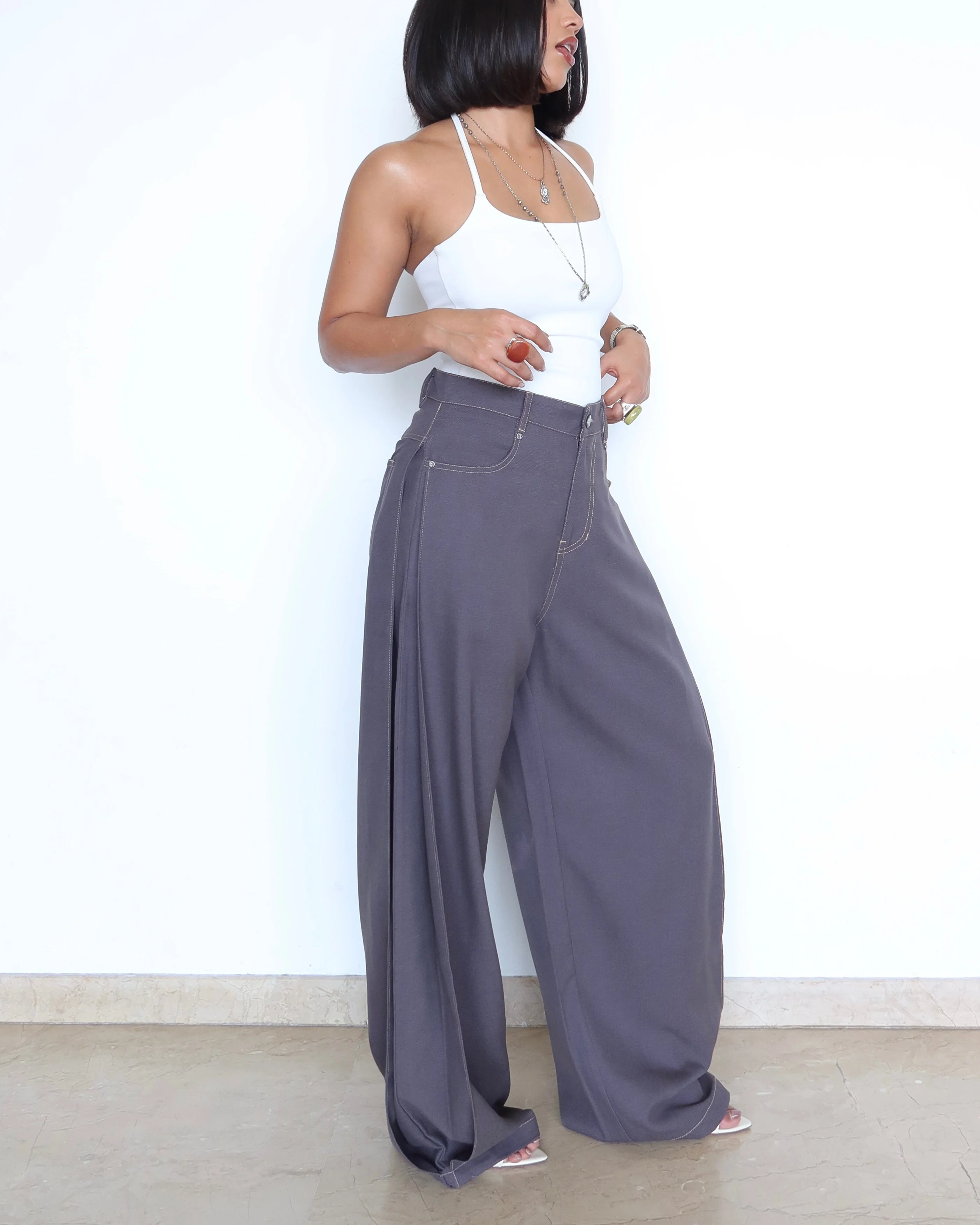 Denim-Inspired Pleated Pants - Image 9