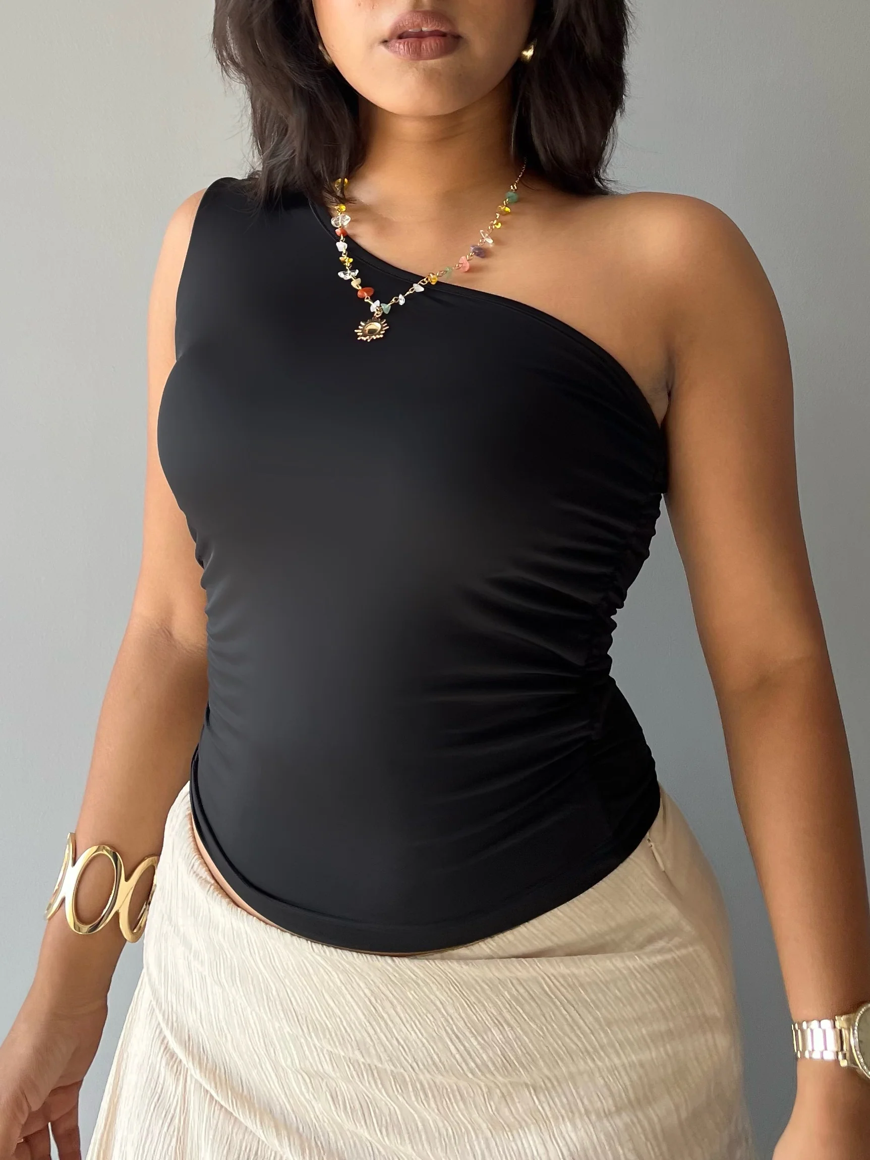 Effortless Flow One Shoulder Ruched Top - Image 13