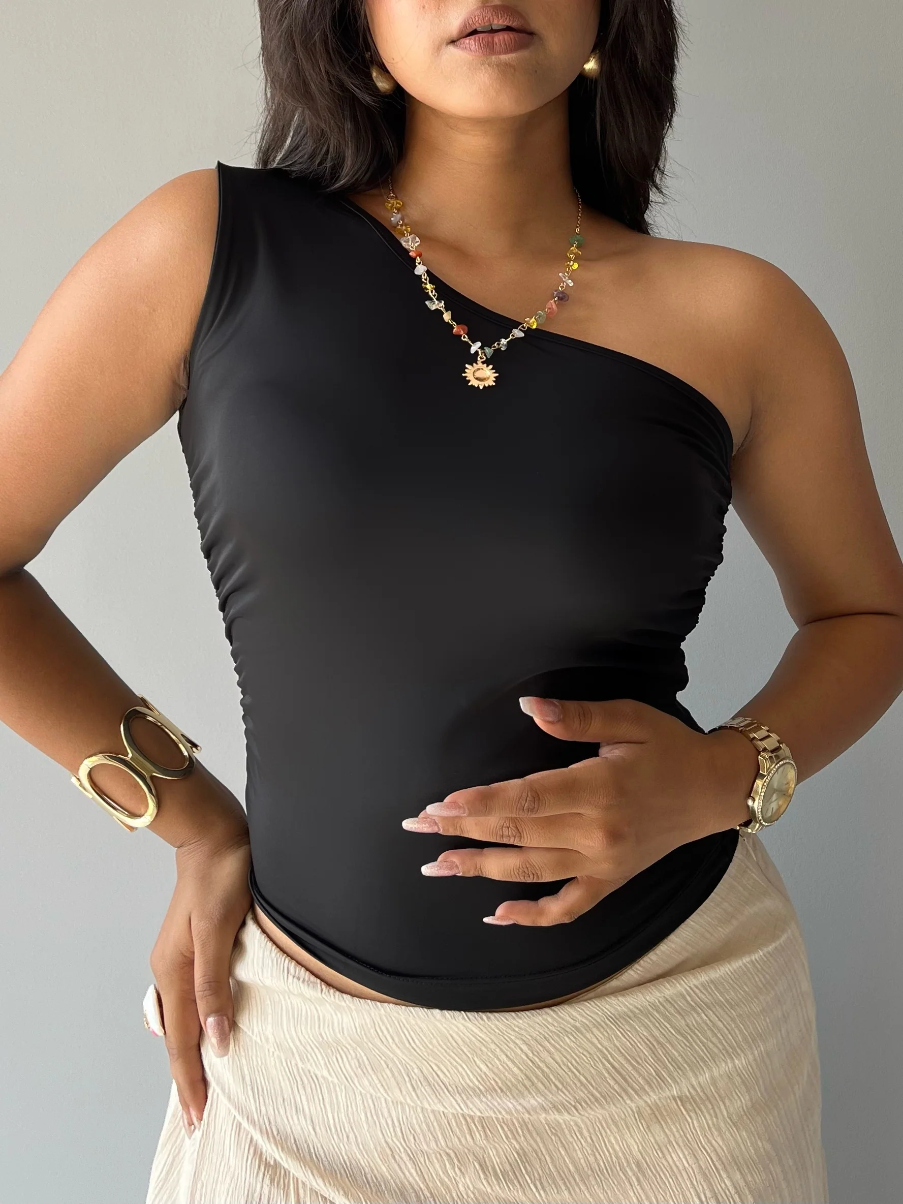 Effortless Flow One Shoulder Ruched Top - Image 15