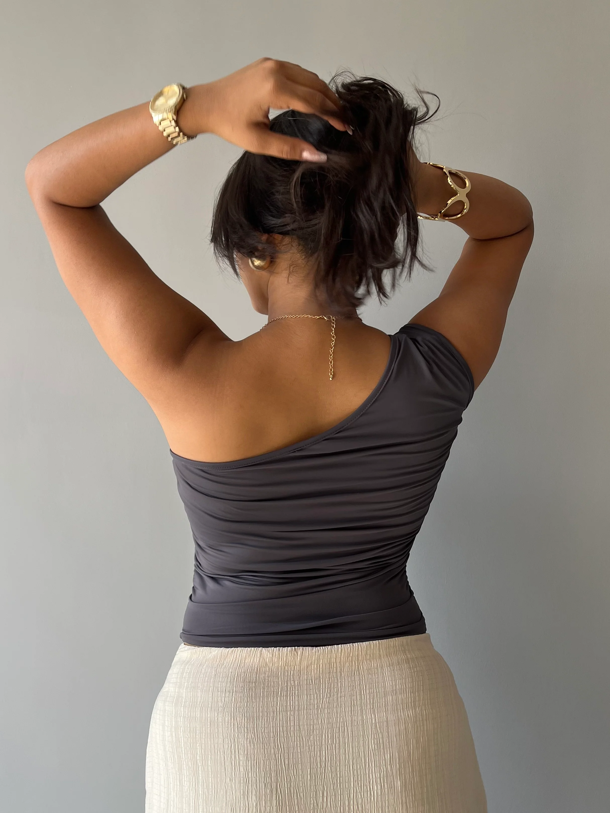 Effortless Flow One Shoulder Ruched Top - Image 4