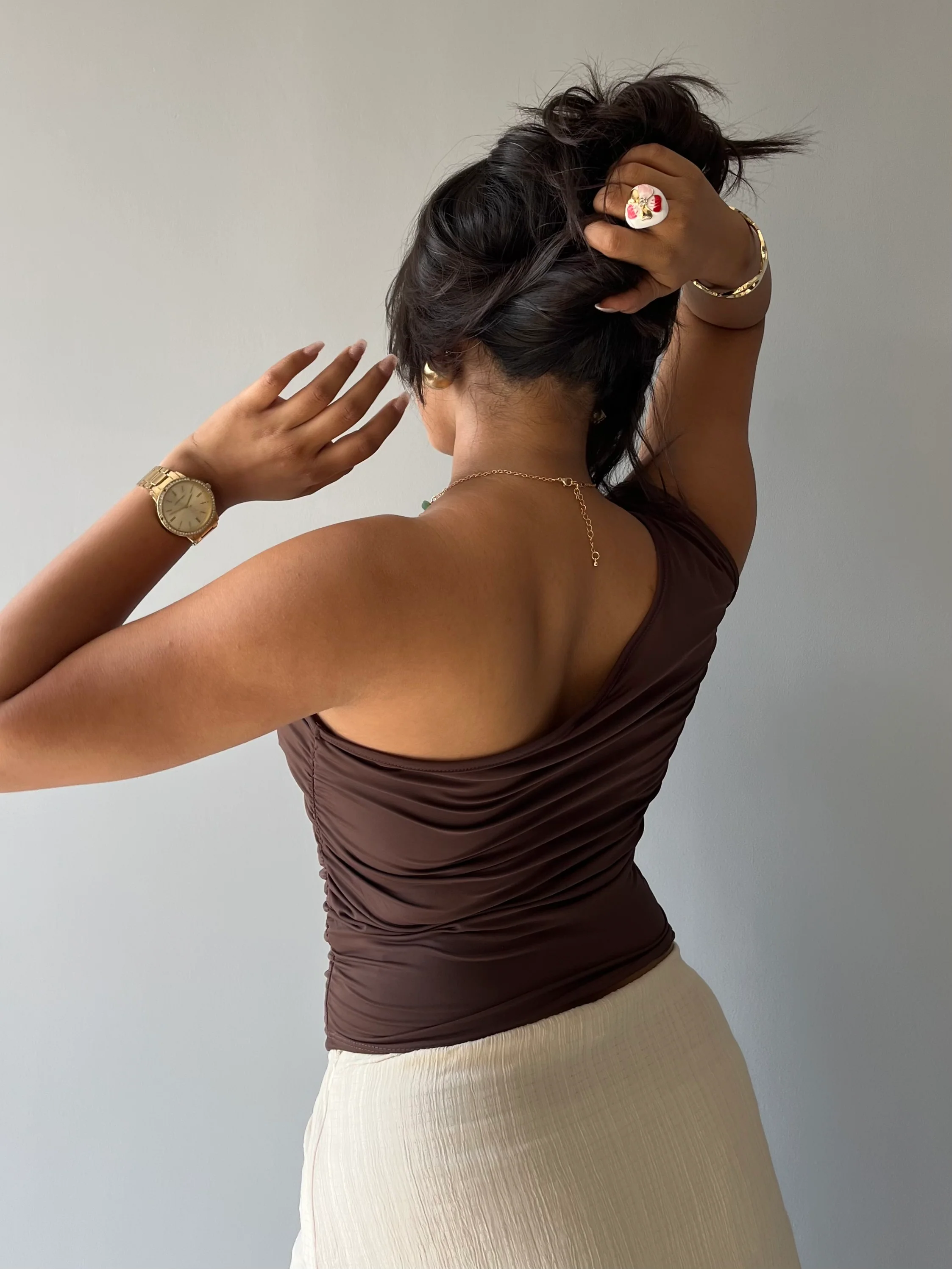 Effortless Flow One Shoulder Ruched Top - Image 7