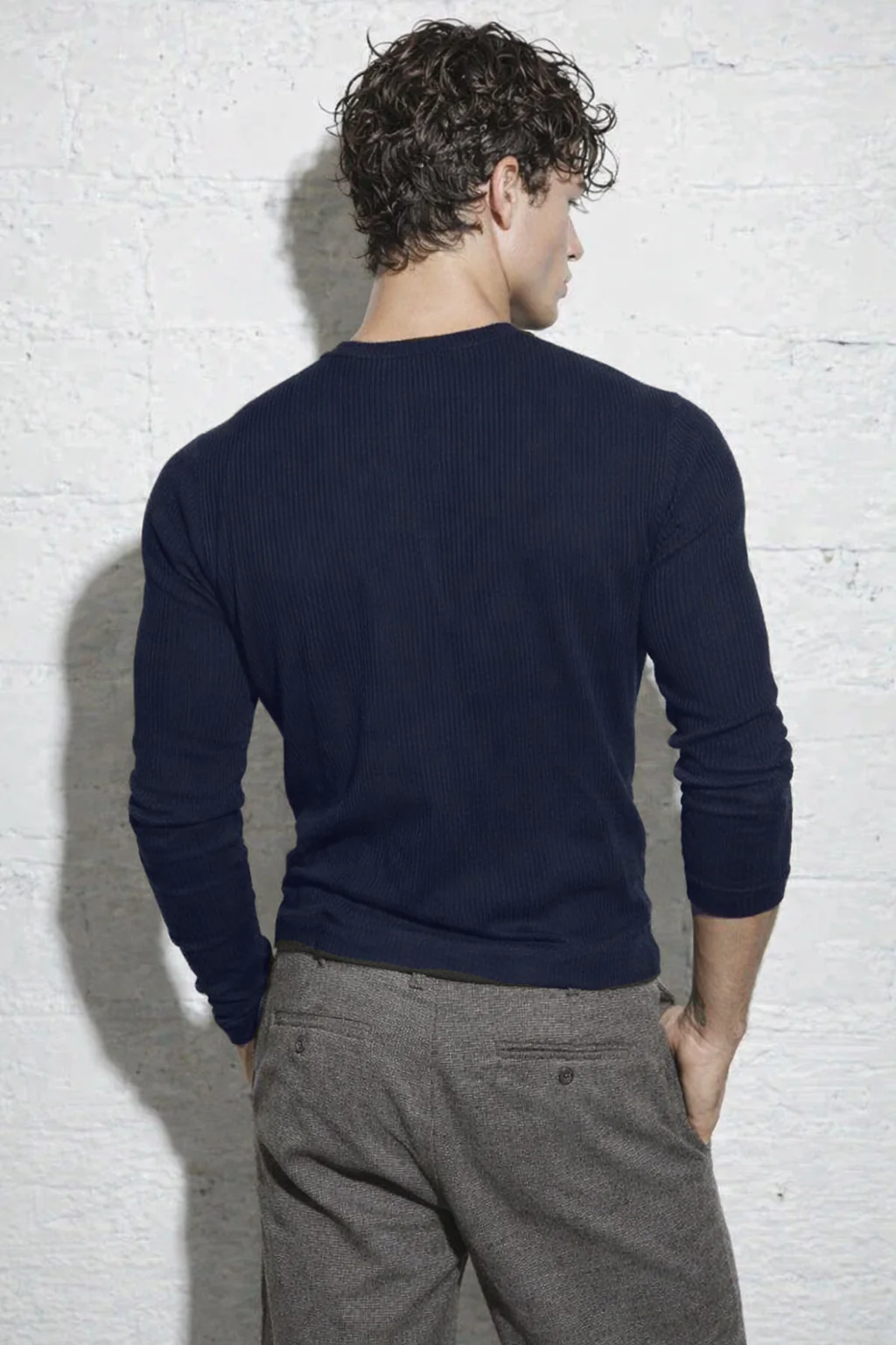Fine Rib Henley Full Sleeve Tee - Image 3