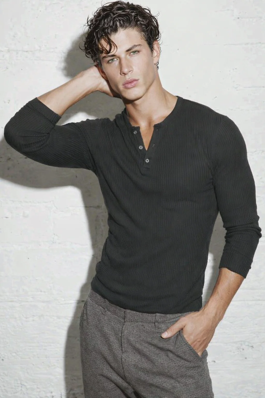 Fine Rib Henley Full Sleeve Tee - Image 5