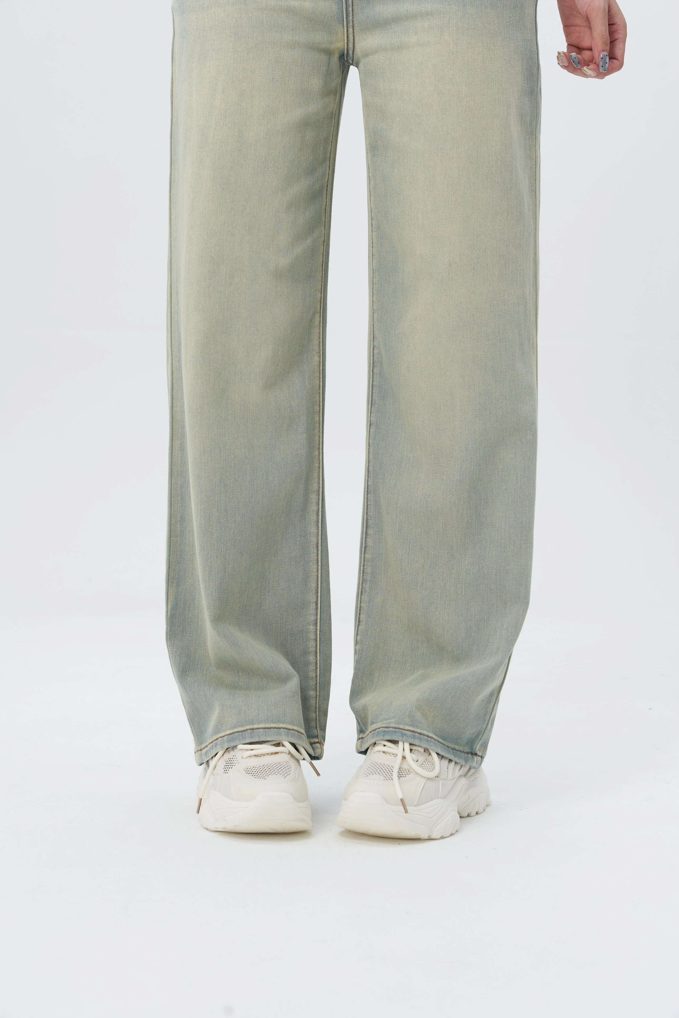 Fold Over Fade Straight Leg Jeans - Image 4