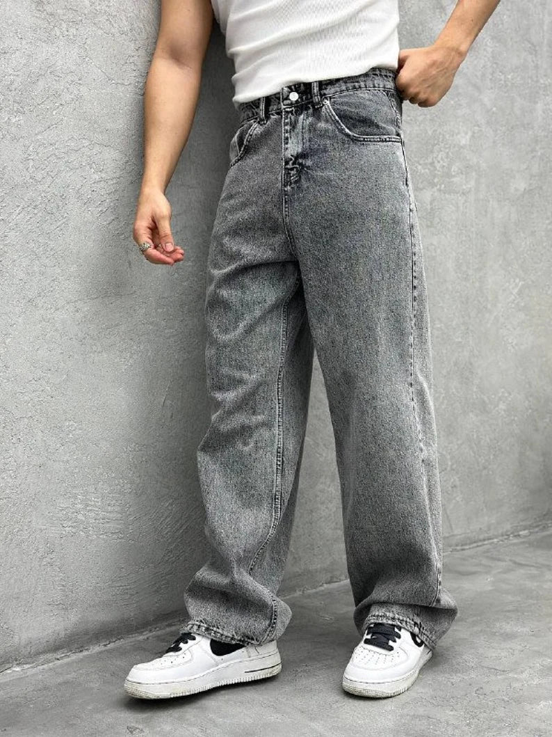 Metal Grey Acid Wash Regular Fit Denim - Image 3