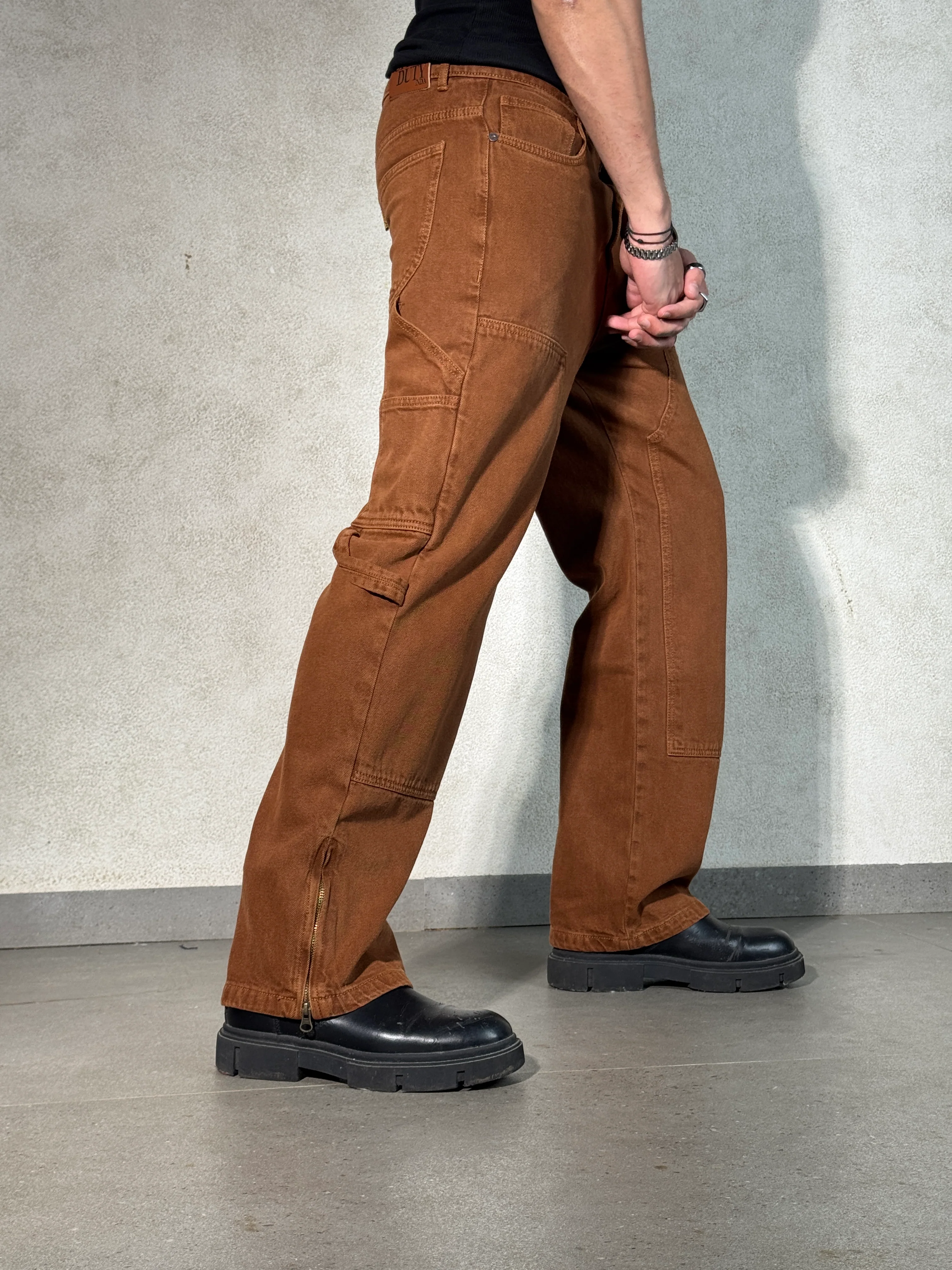 Mud Khaki Carpenter Loose Straight Jeans - Image 7
