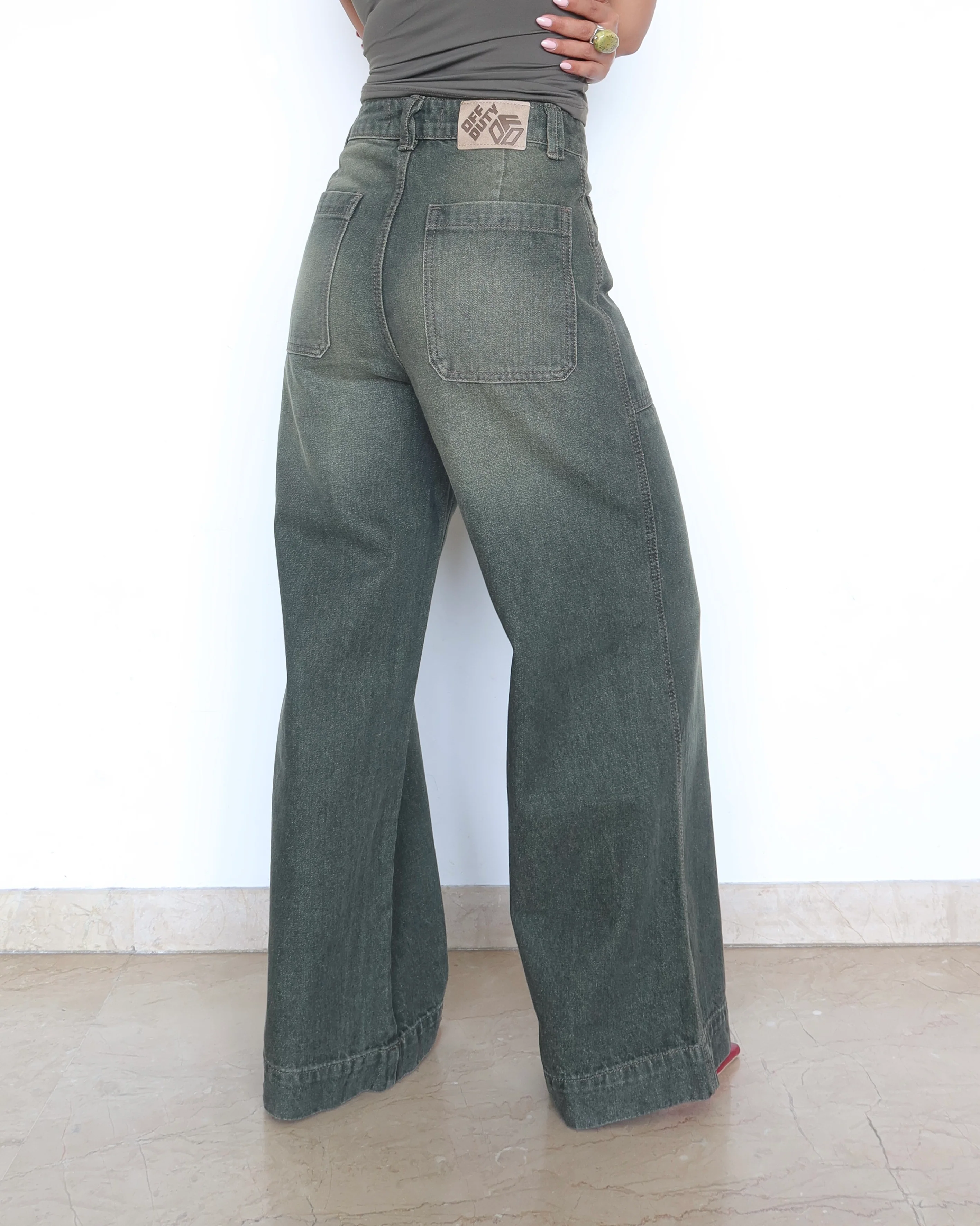 Olive Edit Baggy Wide Leg Jeans - Image 6
