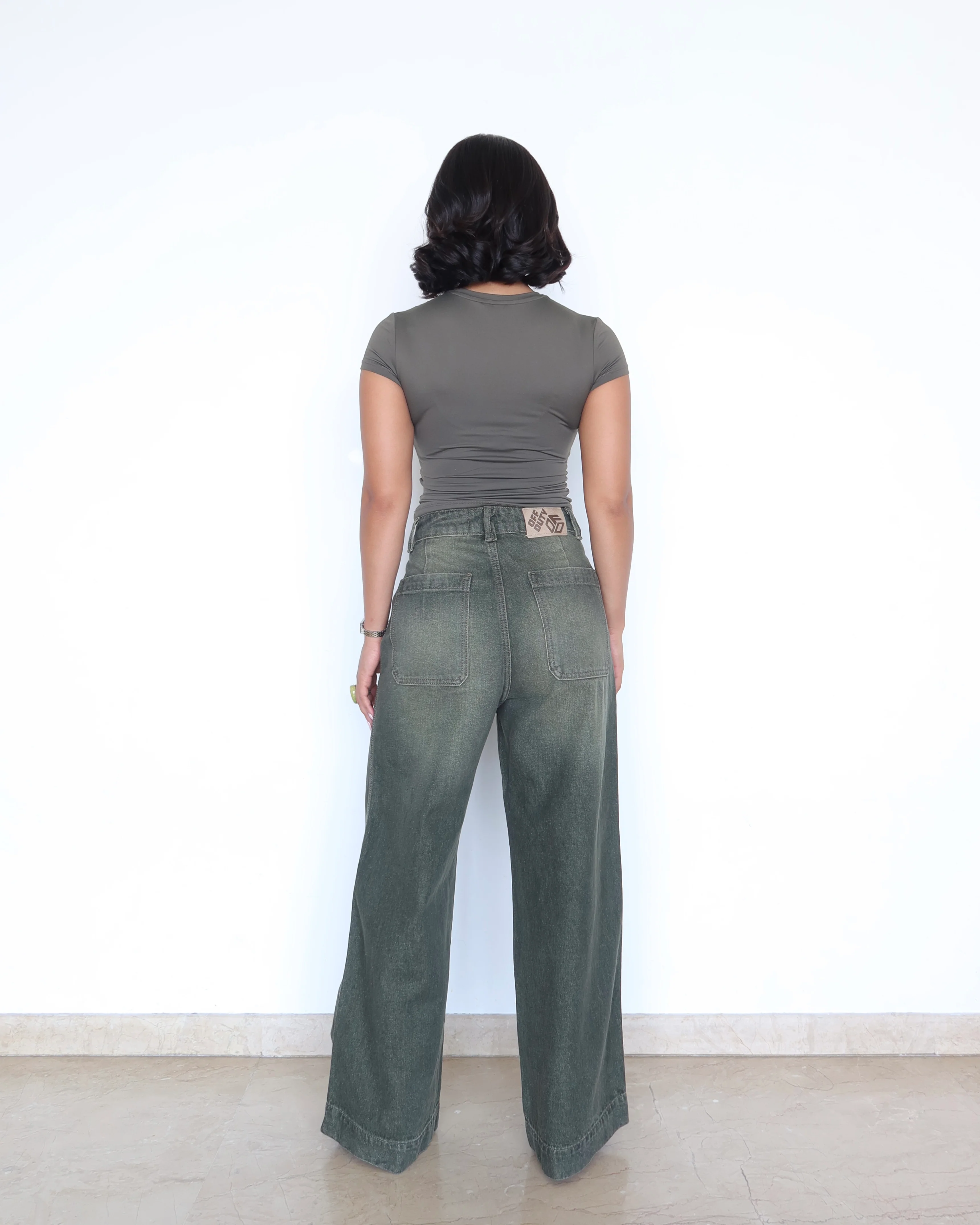 Olive Edit Baggy Wide Leg Jeans - Image 9