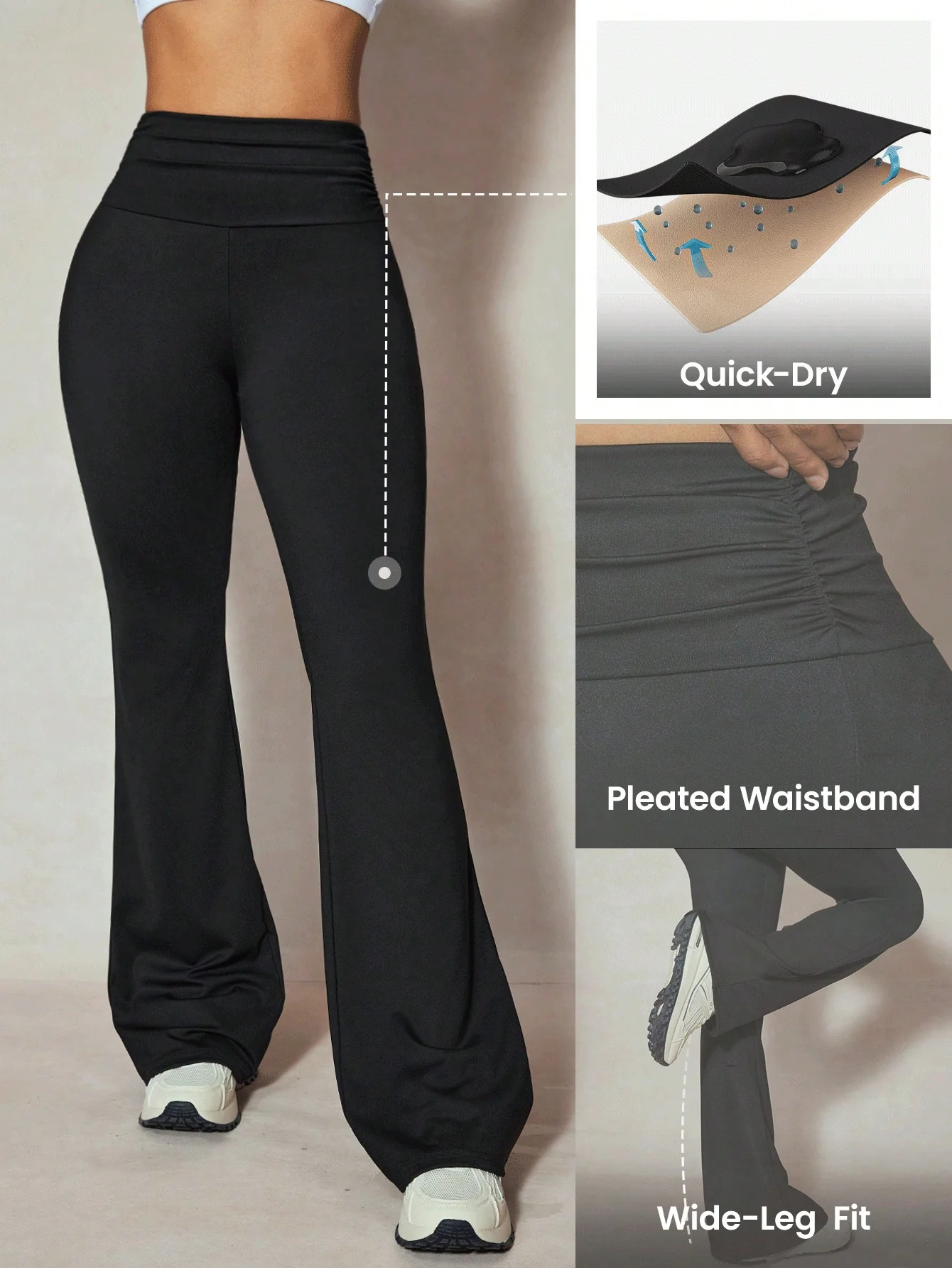 Pleated Yoga Flare Pants - Image 6