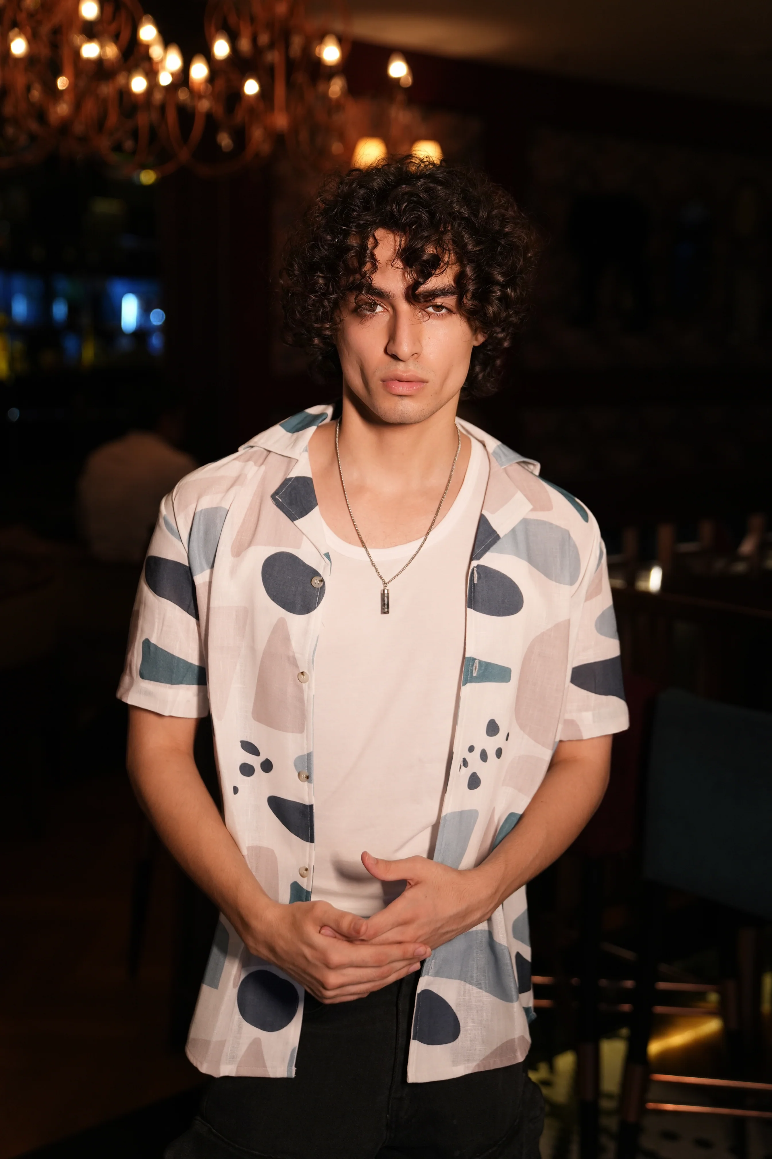 Premium Geometric Print Linen Shirt - Image 7