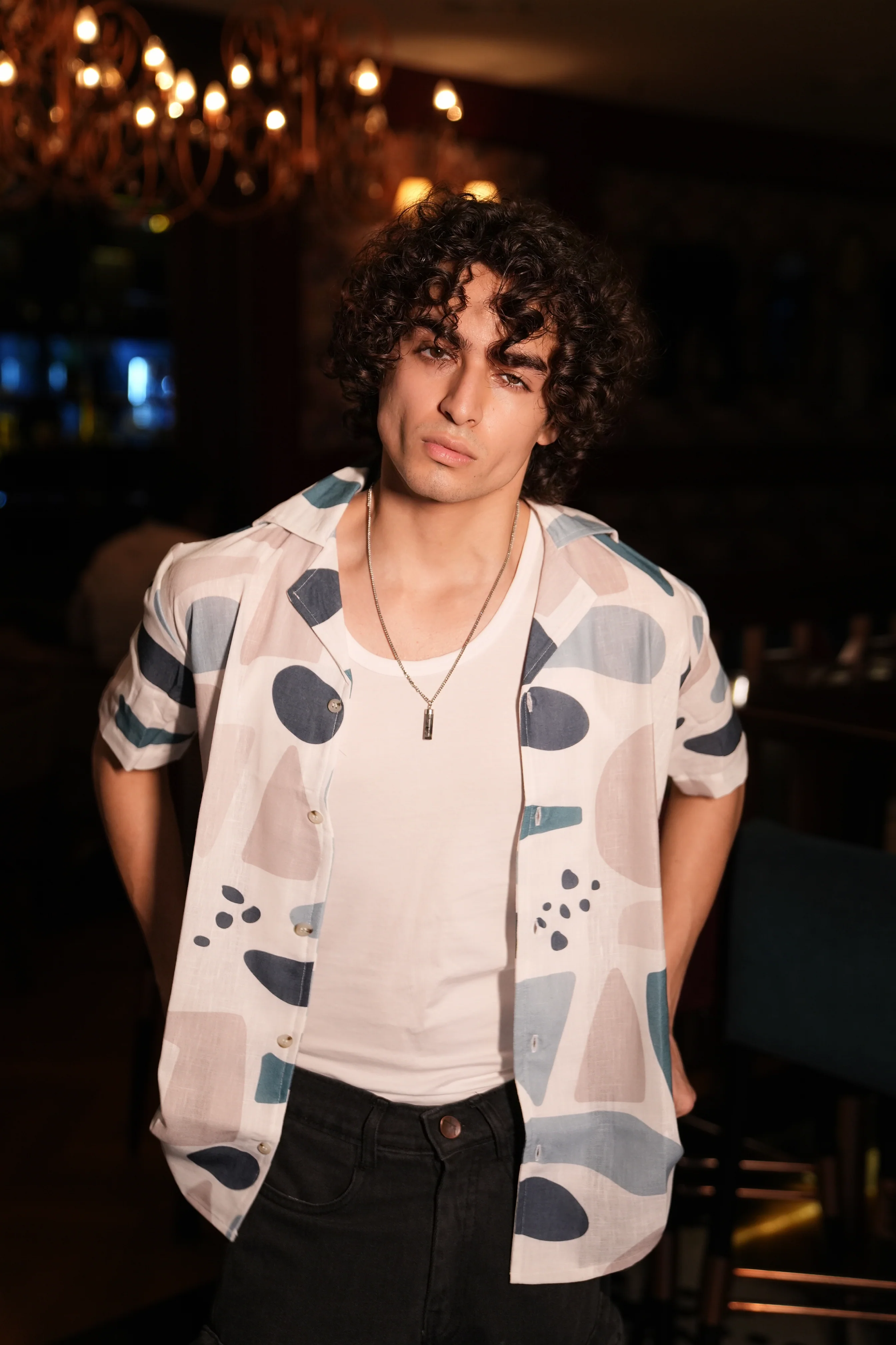 Premium Geometric Print Linen Shirt - Image 8