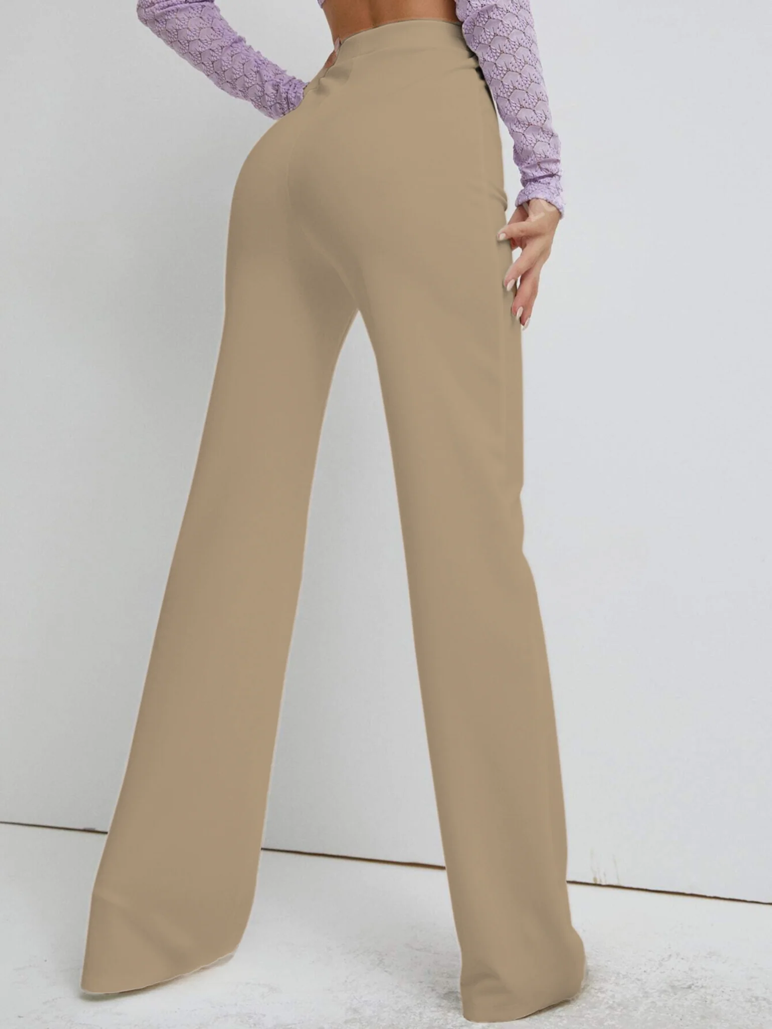 Premium Stretch High Waist Straight Leg Trousers - Image 12
