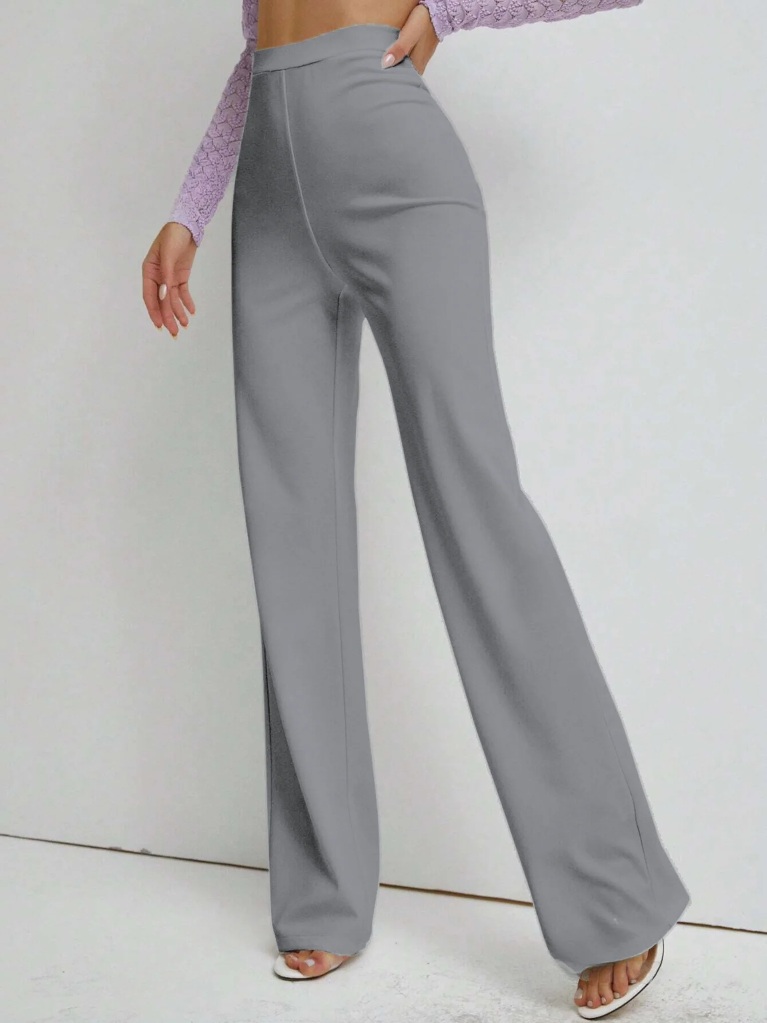 Premium Stretch High Waist Straight Leg Trousers - Image 16