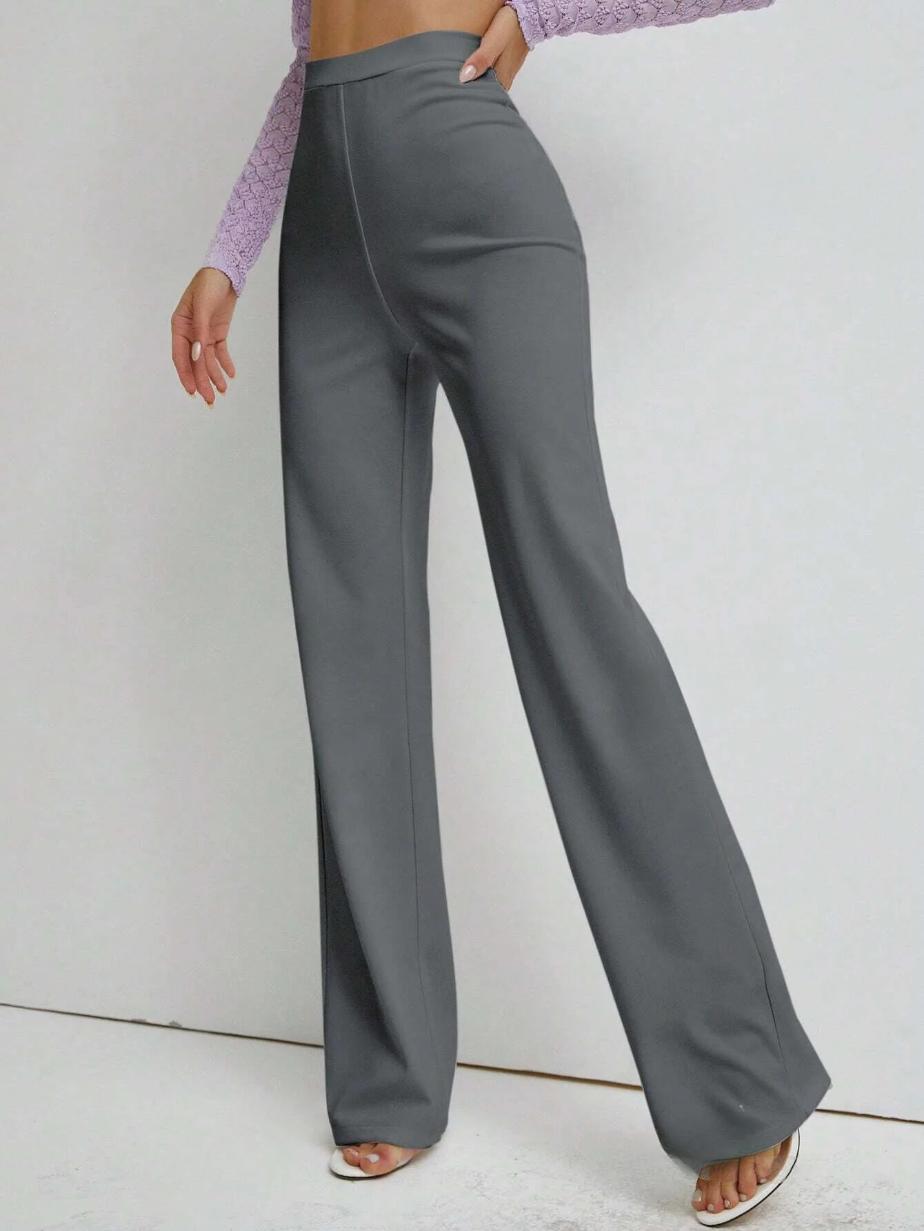 Premium Stretch High Waist Straight Leg Trousers - Image 8