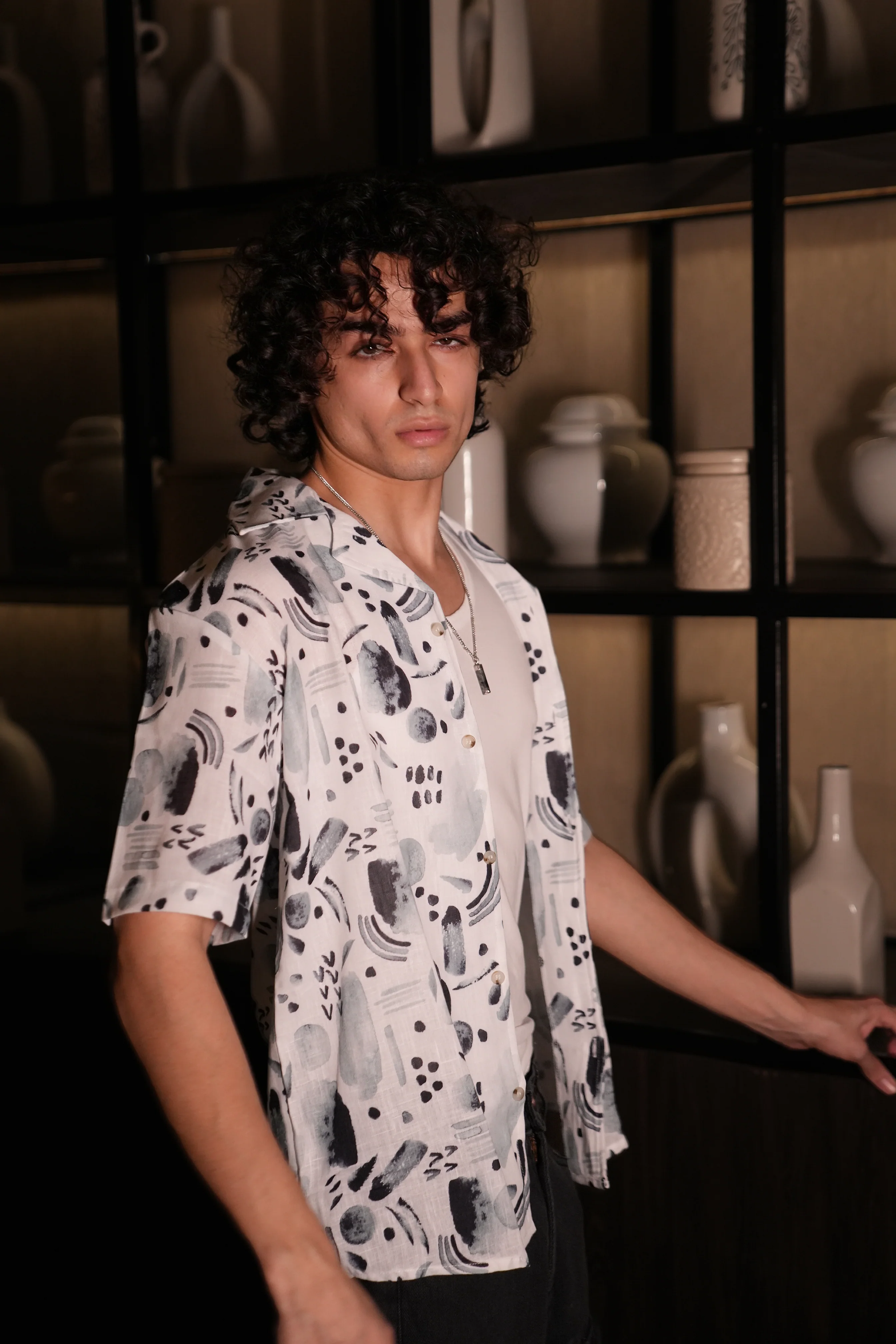 Premium Water Color Splash Print Linen Shirt - Image 10