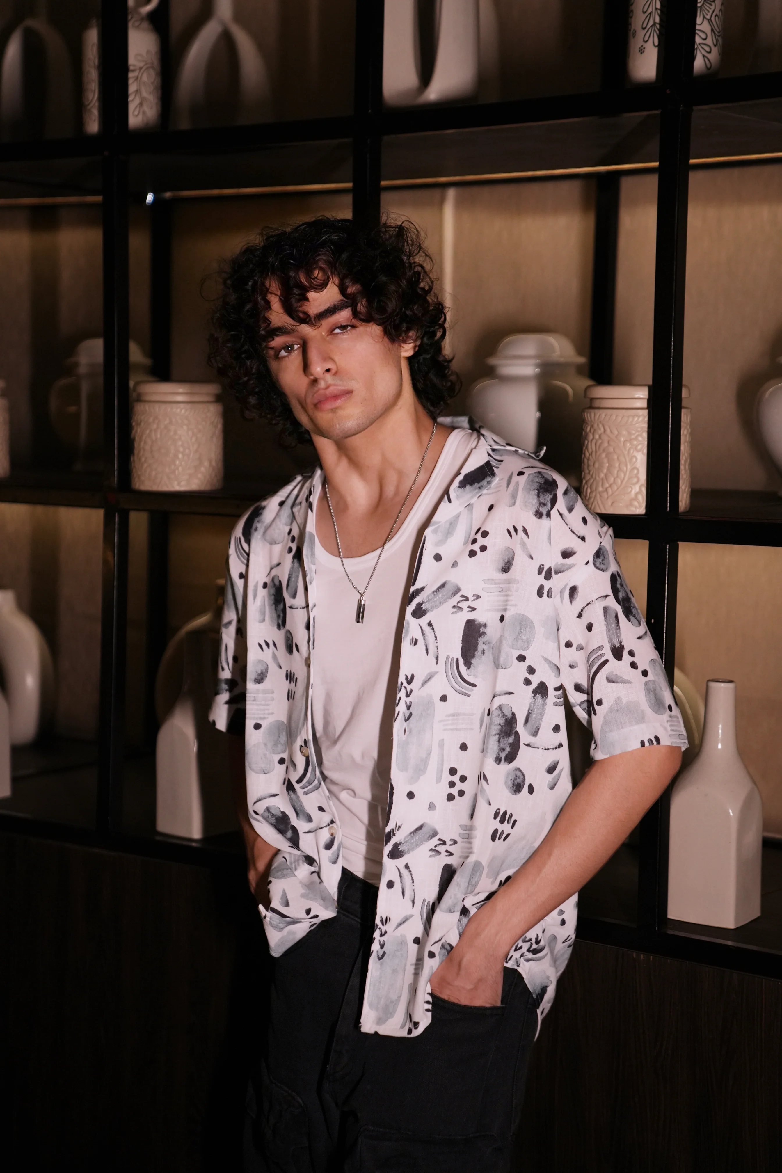 Premium Water Color Splash Print Linen Shirt - Image 9