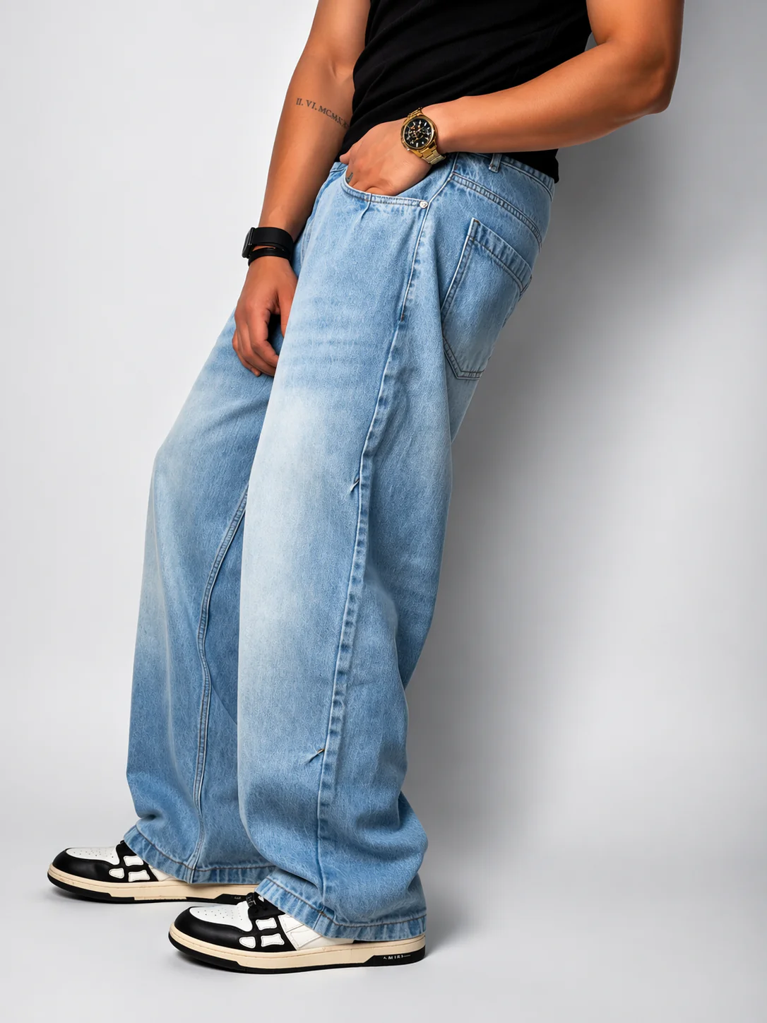 Silver Blue Profile Super Baggy Jeans - Image 6