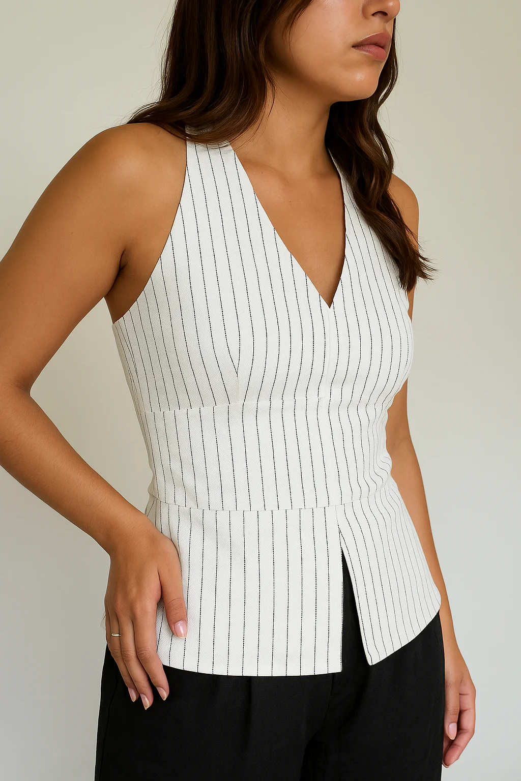 Stripe Structure Halter Top - Image 19