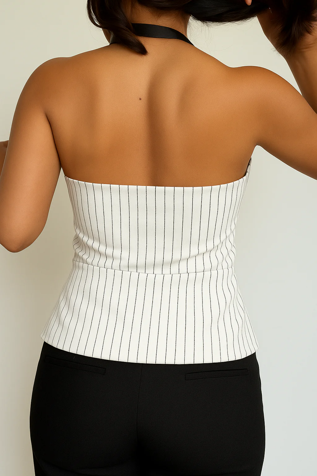 Stripe Structure Halter Top - Image 22