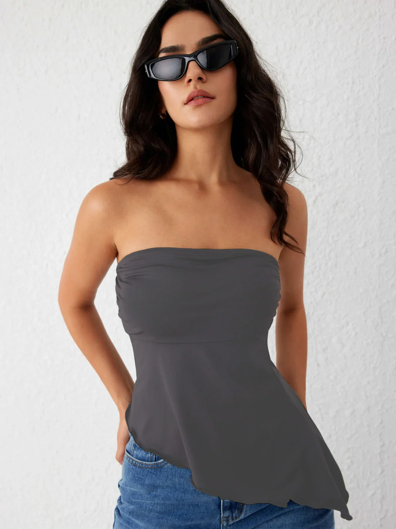 Super Soft Asymmetrical Hem Tube Top - Image 8